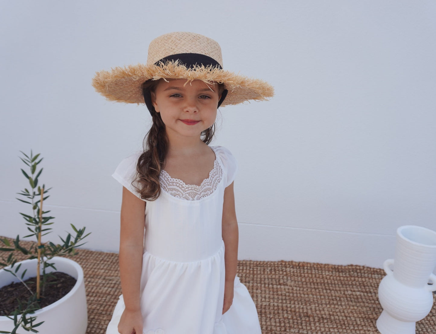 Children’s Raffia wide brimmed straw hat