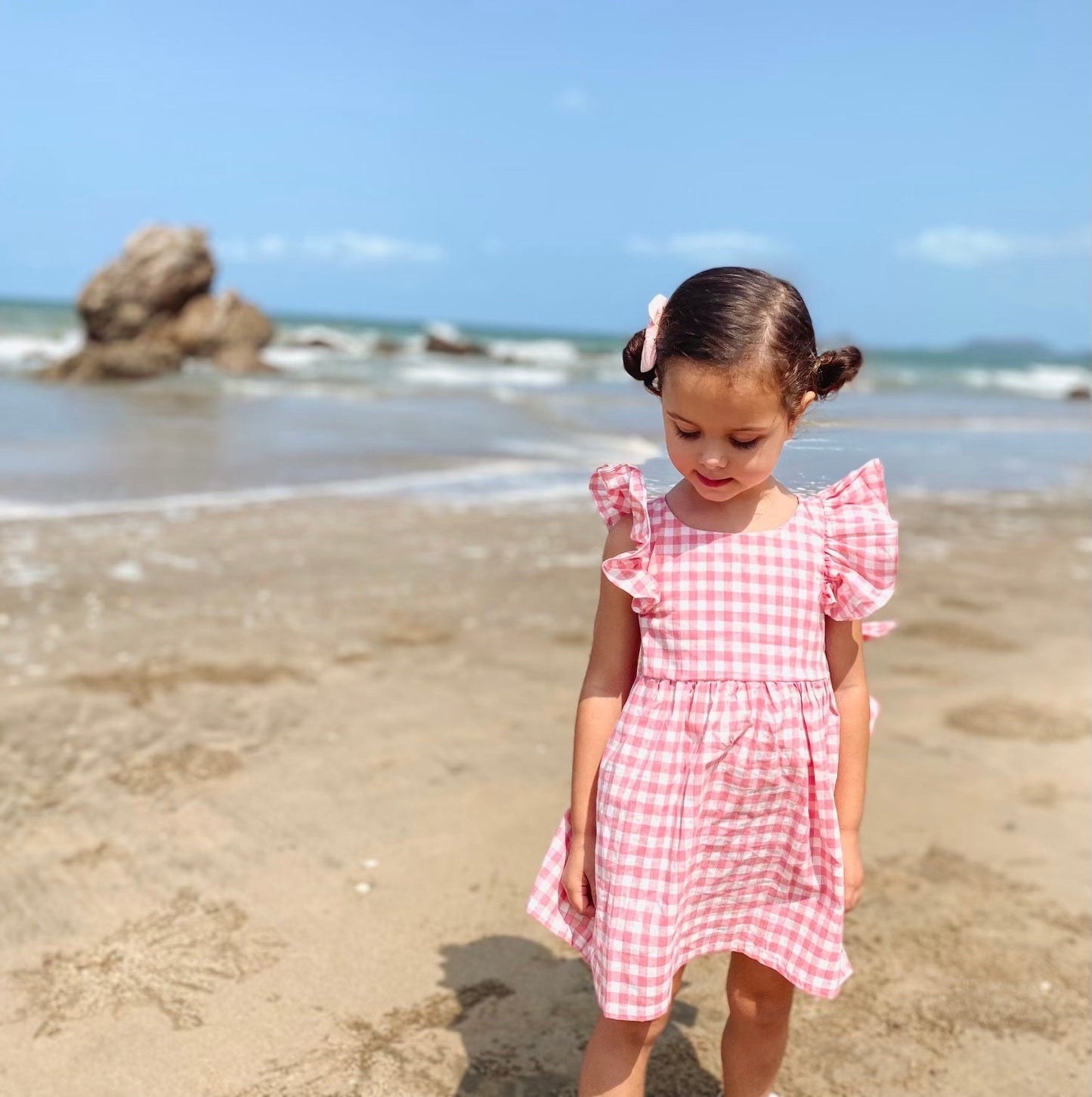 Pink Gingham Cotton Summer Dress