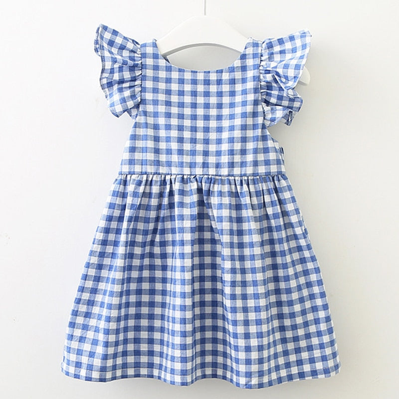 Gingham Blue Cotton Summer Dress