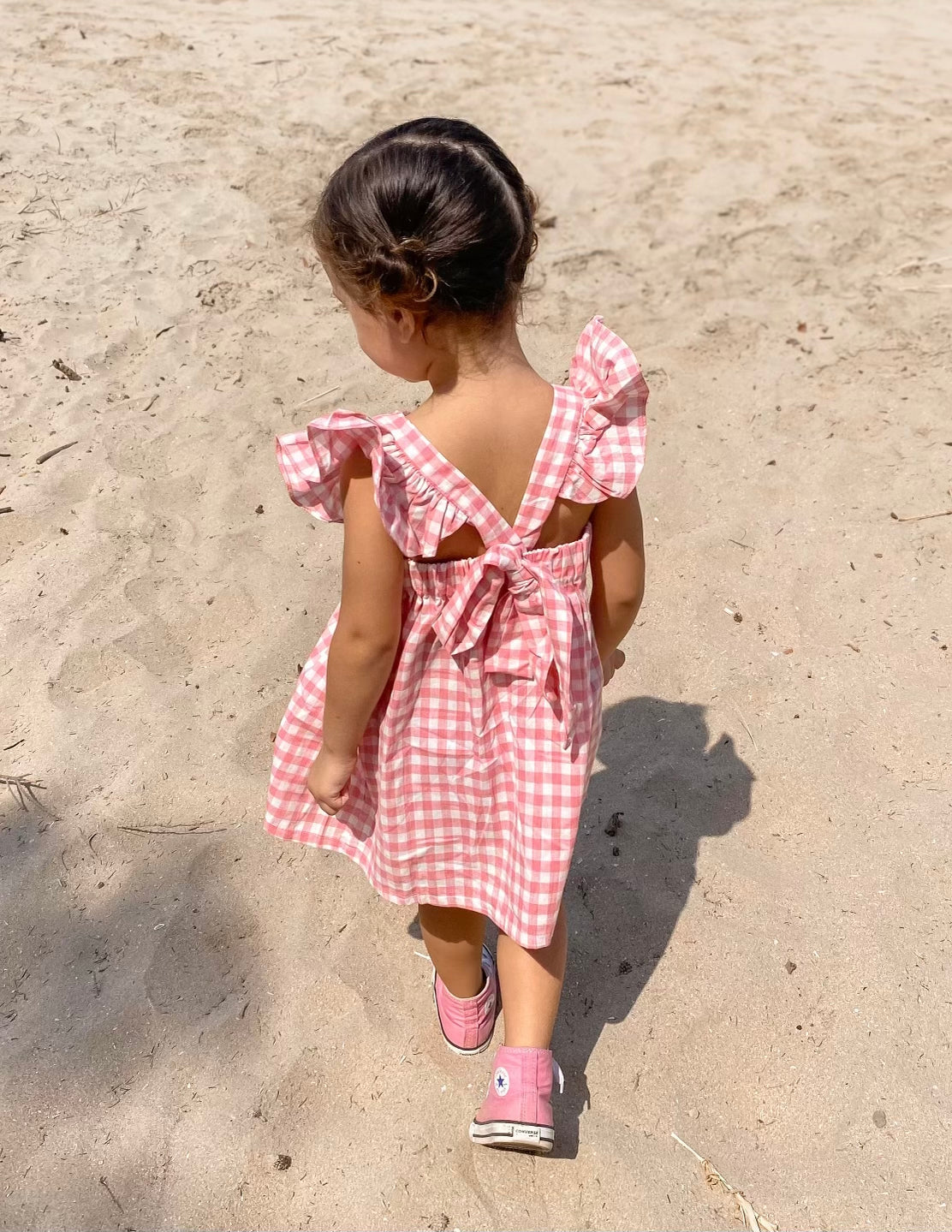 Pink Gingham Cotton Summer Dress