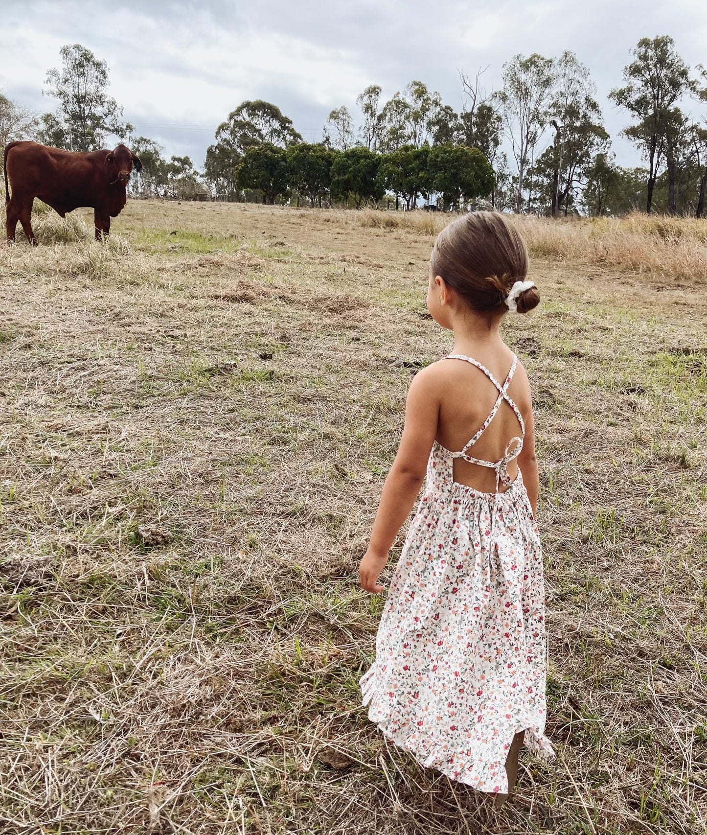 Girls Floral Boho Backless Dress