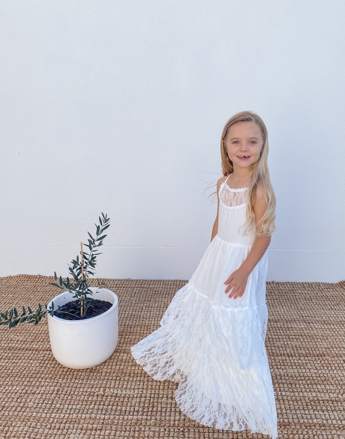 White Bohemian Long Lace Dress