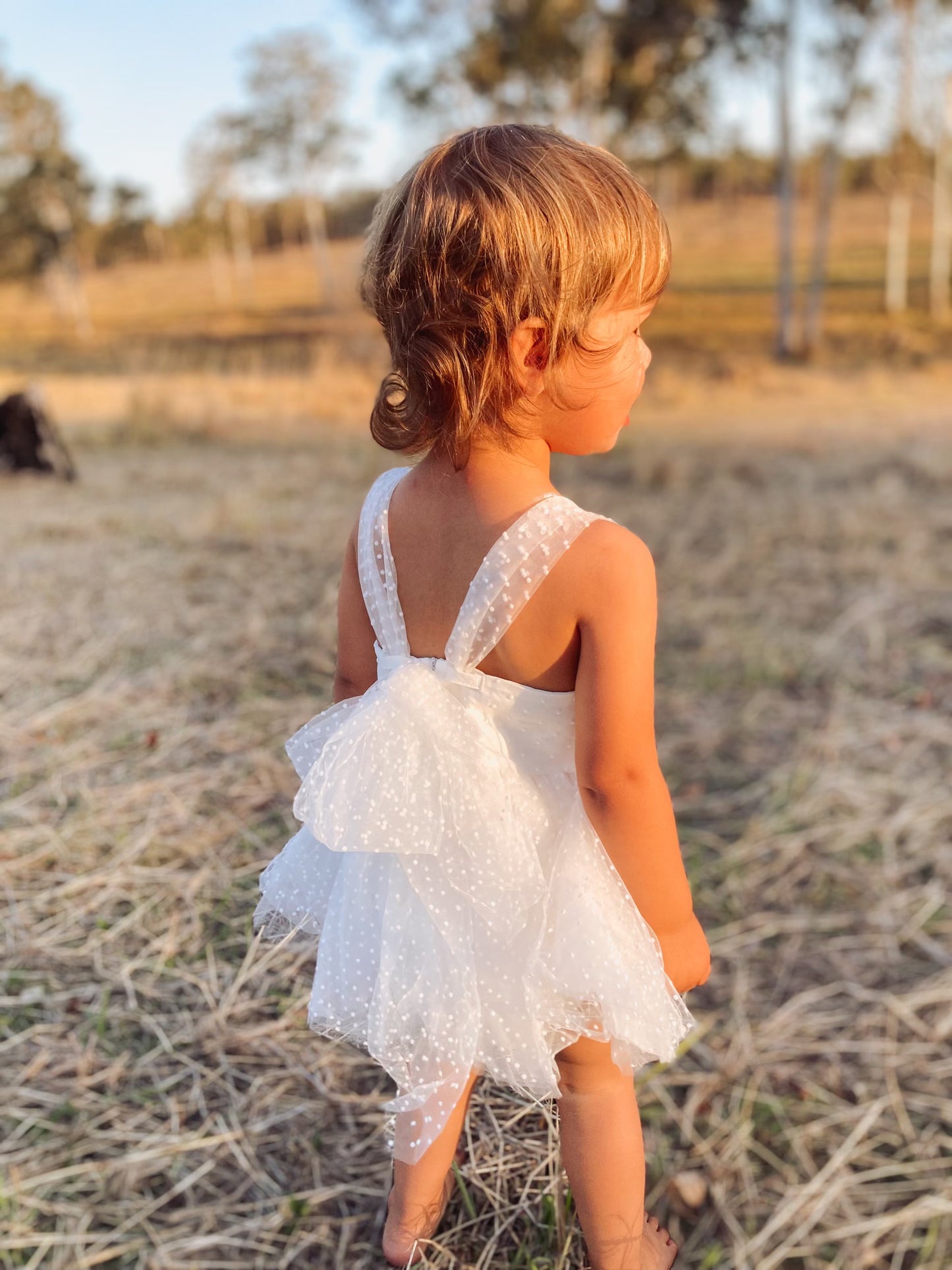 White Polka Dot Tulle Romper