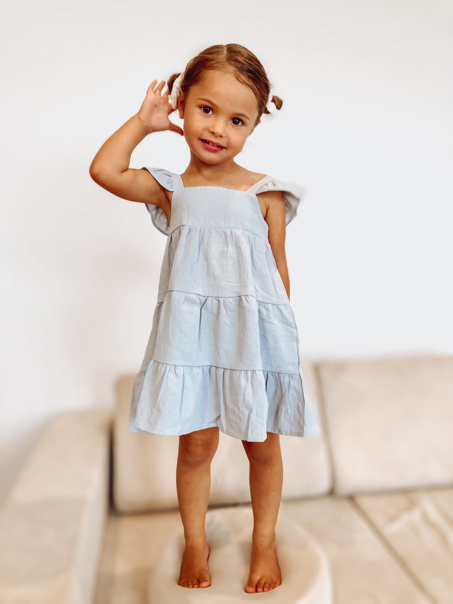 Baby Blue/Grey Girls Sundress