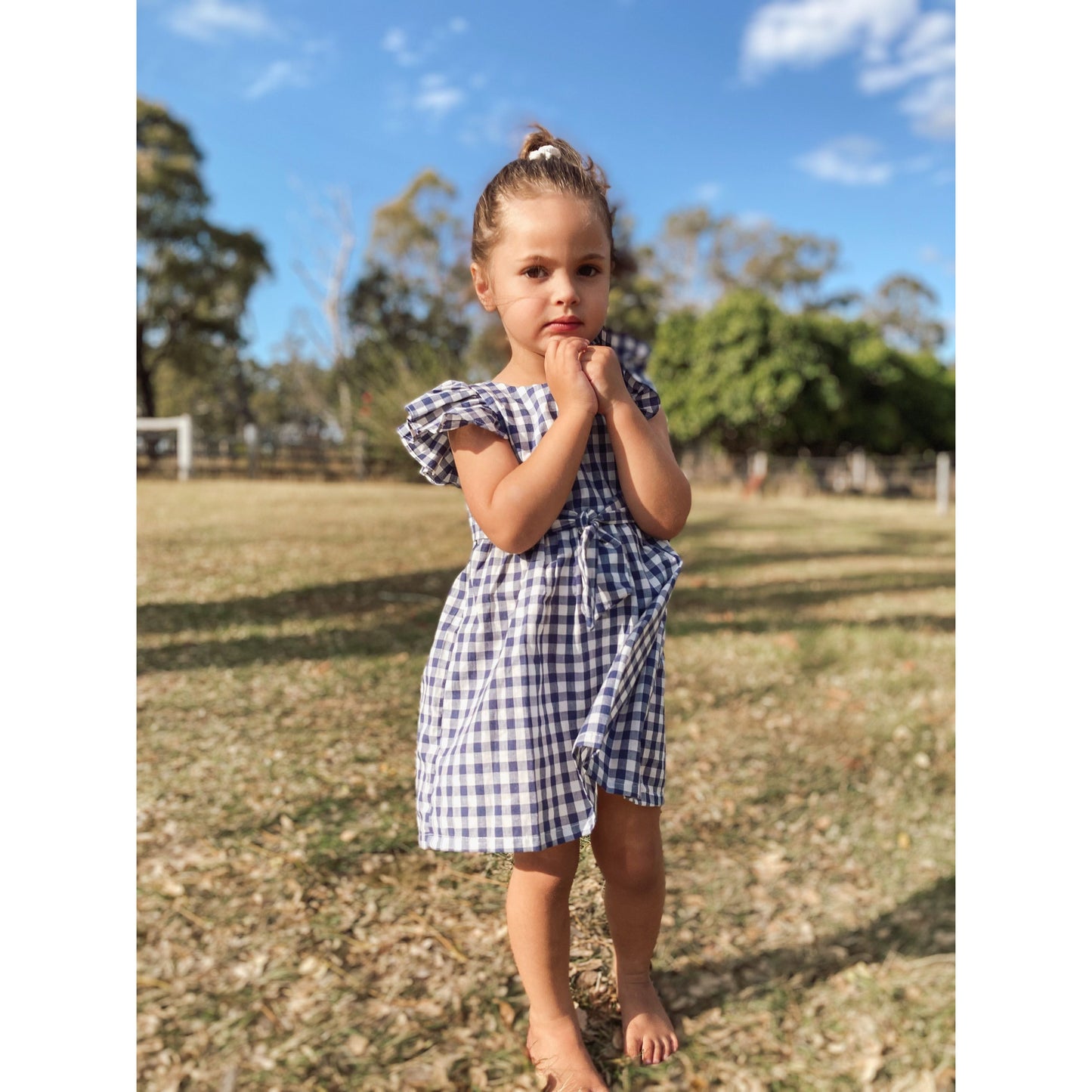 Gingham Blue Cotton Summer Dress