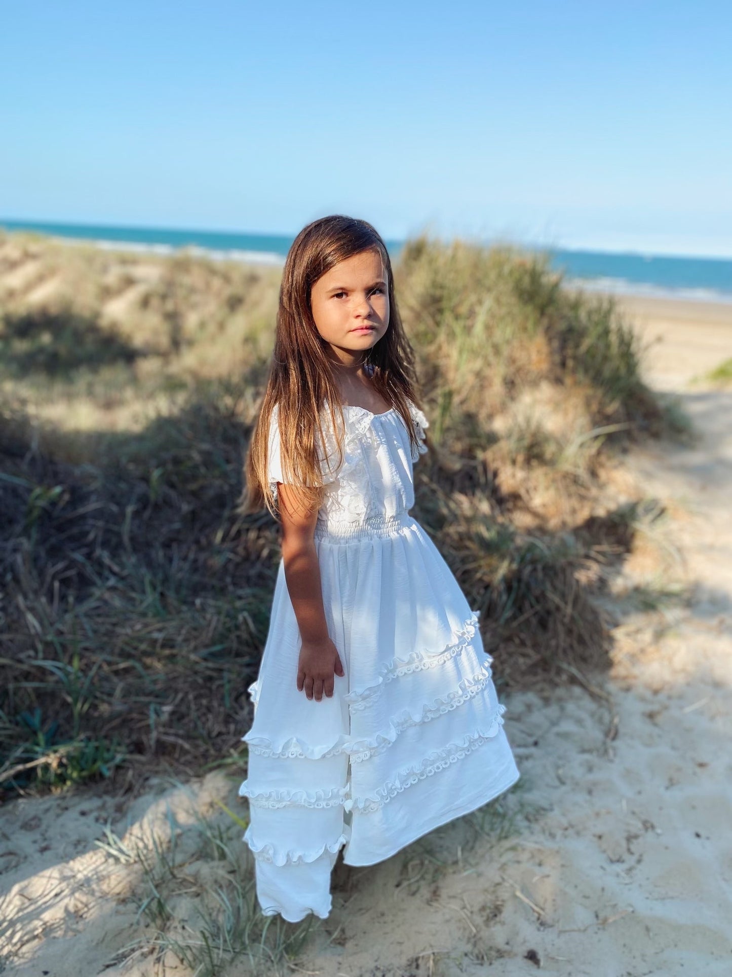 Girls White Boho Maxi Dress