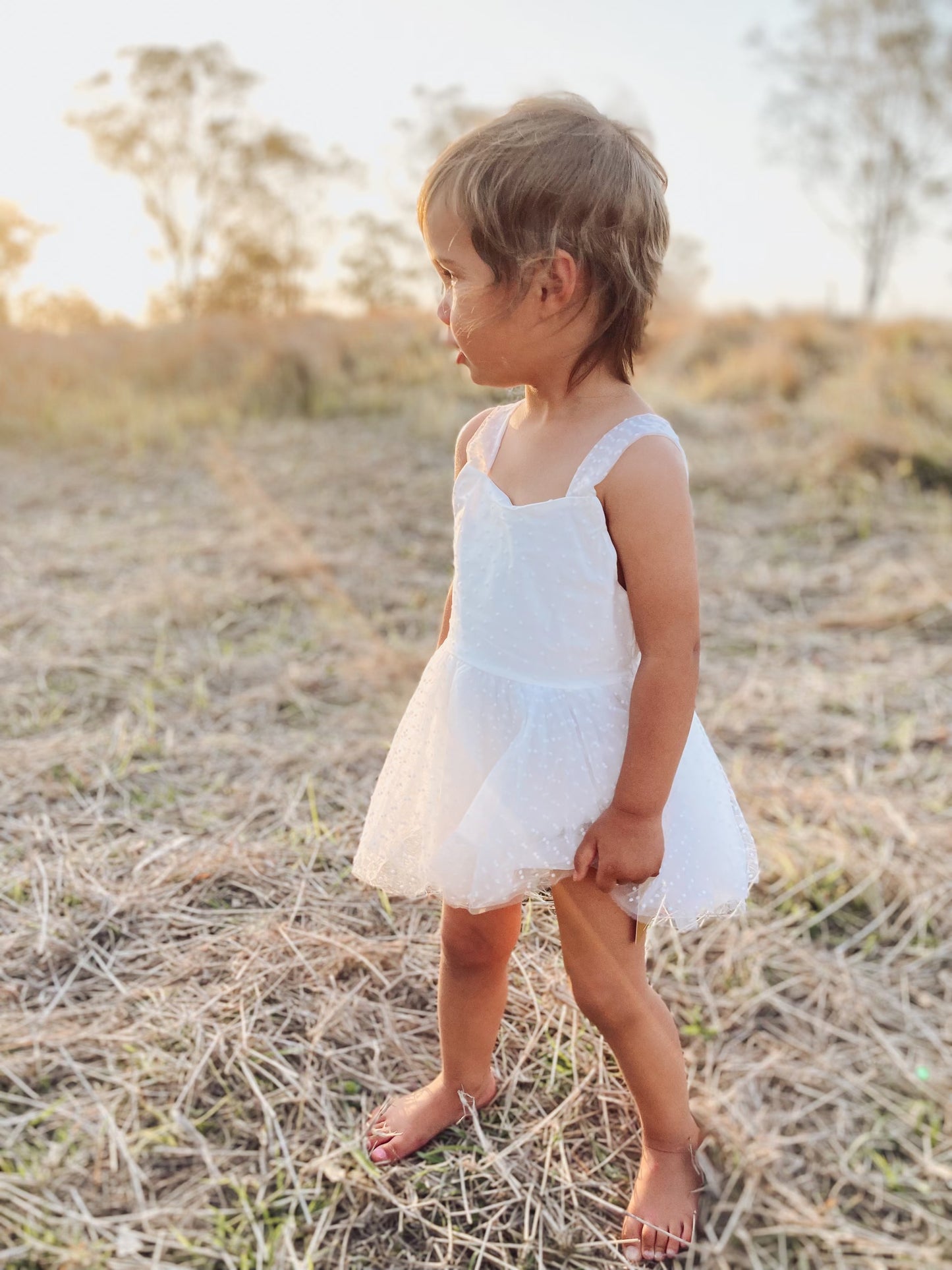 White Polka Dot Tulle Romper