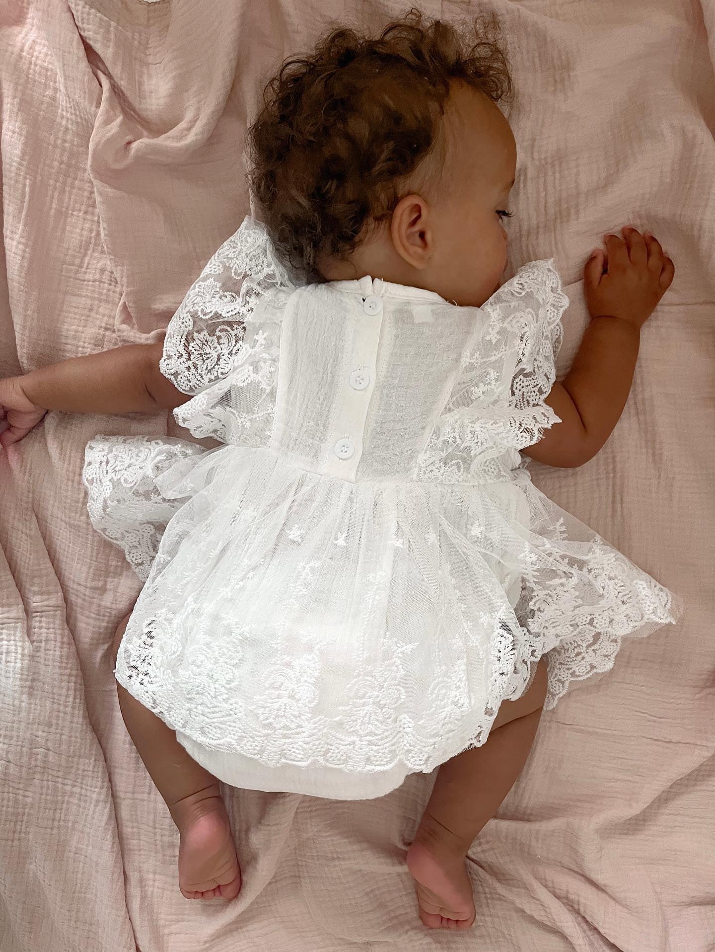 Baby Girl Cotton Lace Ruffle Dress Romper