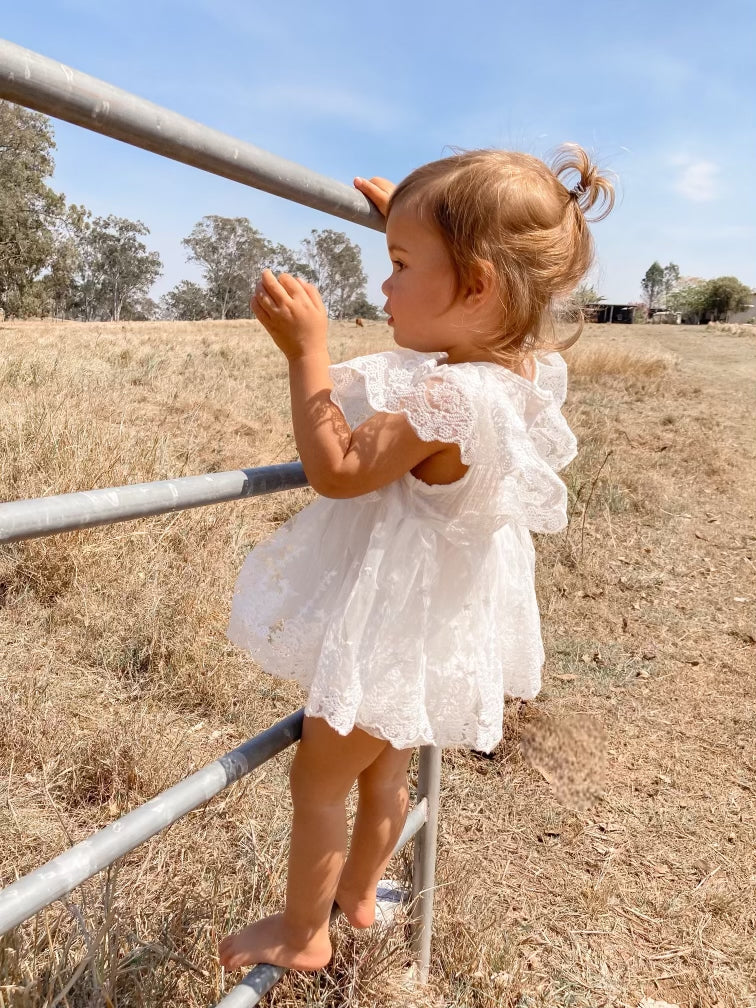 Baby Girl Cotton Lace Ruffle Dress Romper