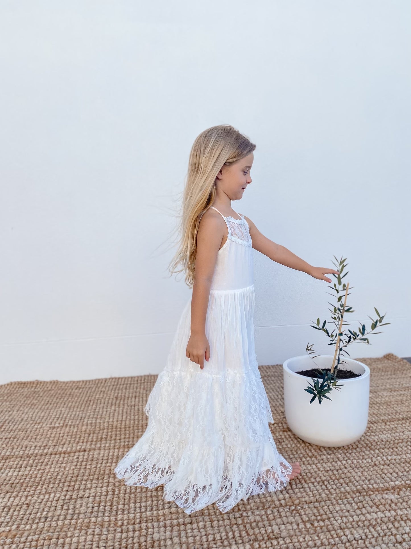 White Bohemian Long Lace Dress