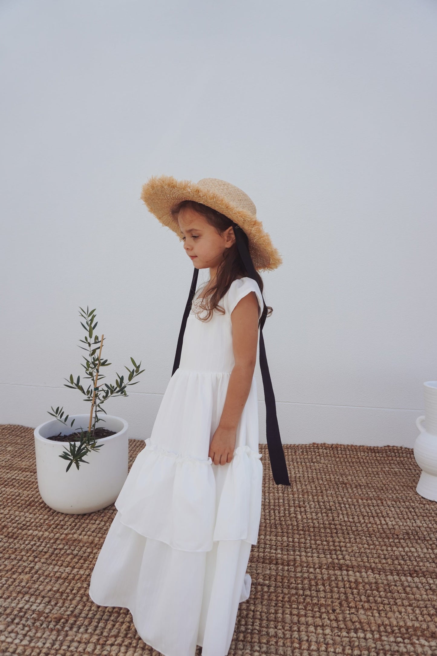 Children’s Raffia wide brimmed straw hat