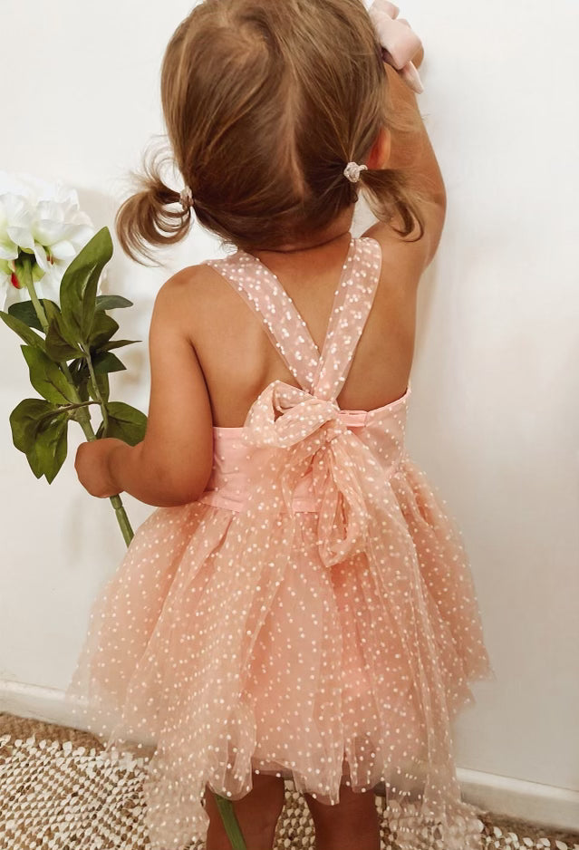 Pink Polka Dot Tulle Romper