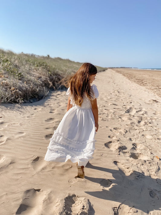 Girls White Boho Maxi Dress