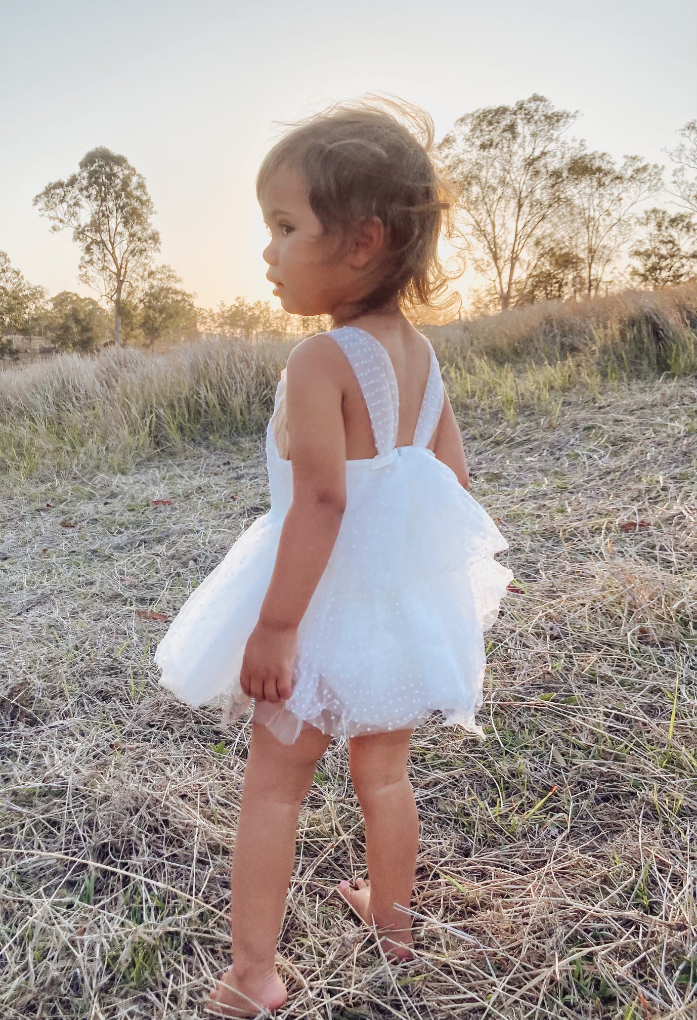 White Polka Dot Tulle Romper