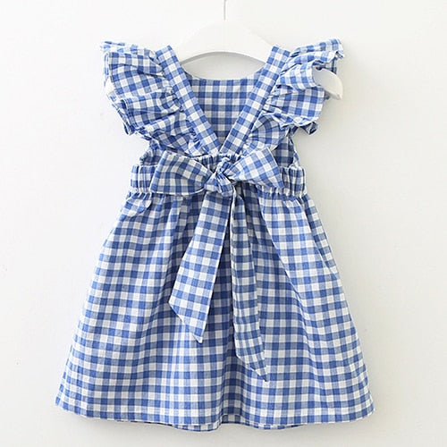 Gingham Blue Cotton Summer Dress