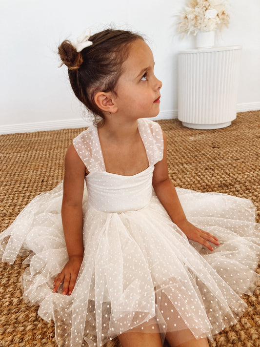 White Tulle Polka Dot Party Dress