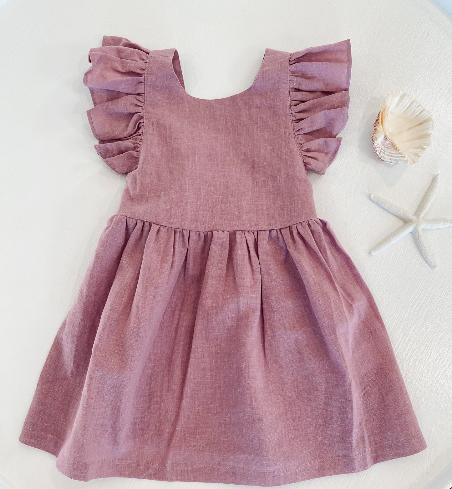 Girls Lilac Cotton Linen Petal Dress