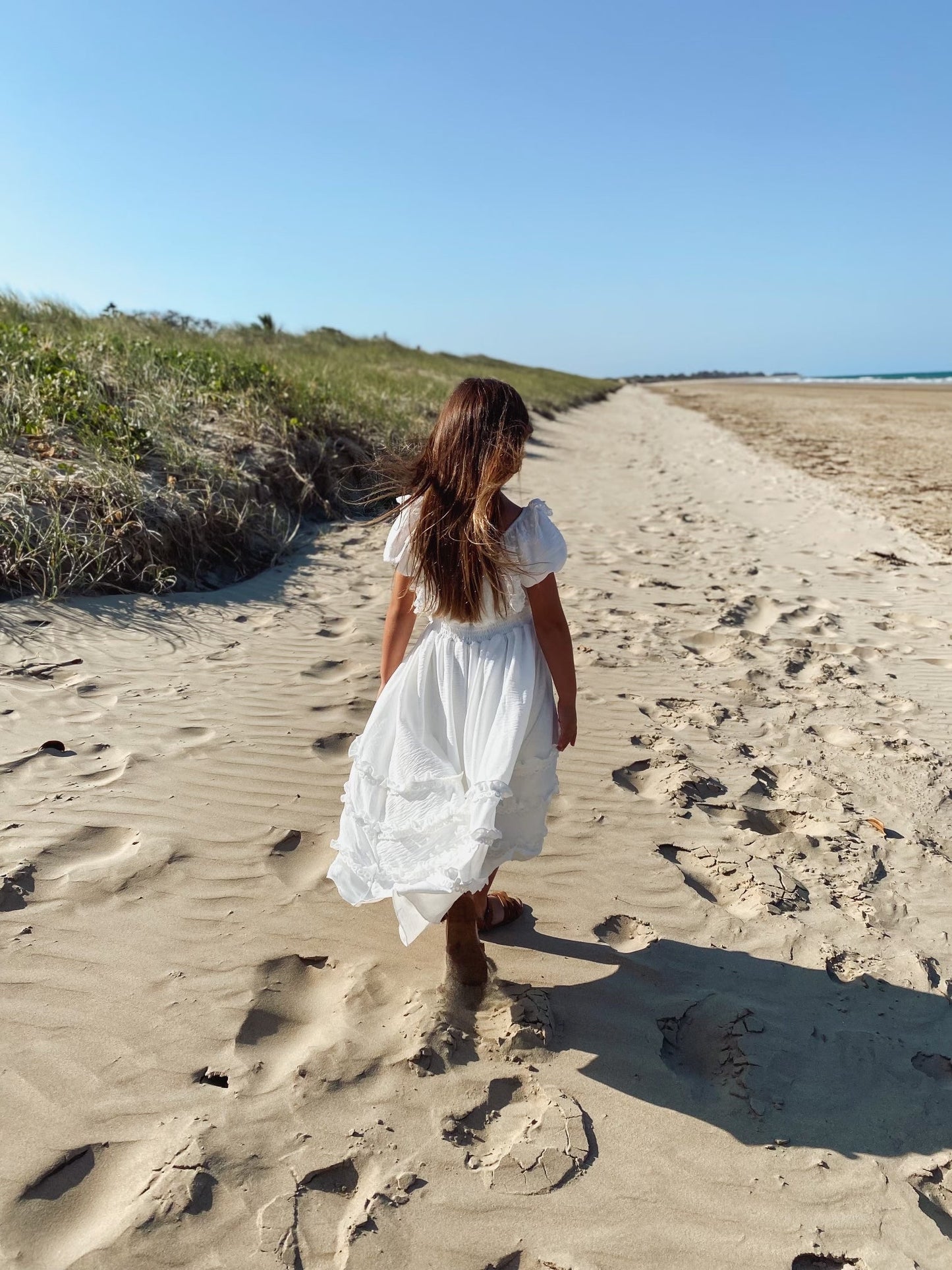 Girls White Boho Maxi Dress