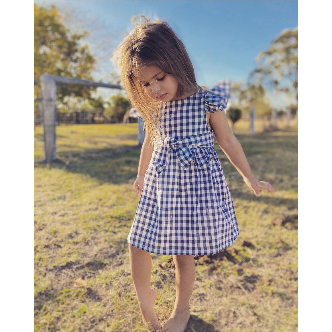 Gingham Blue Cotton Summer Dress