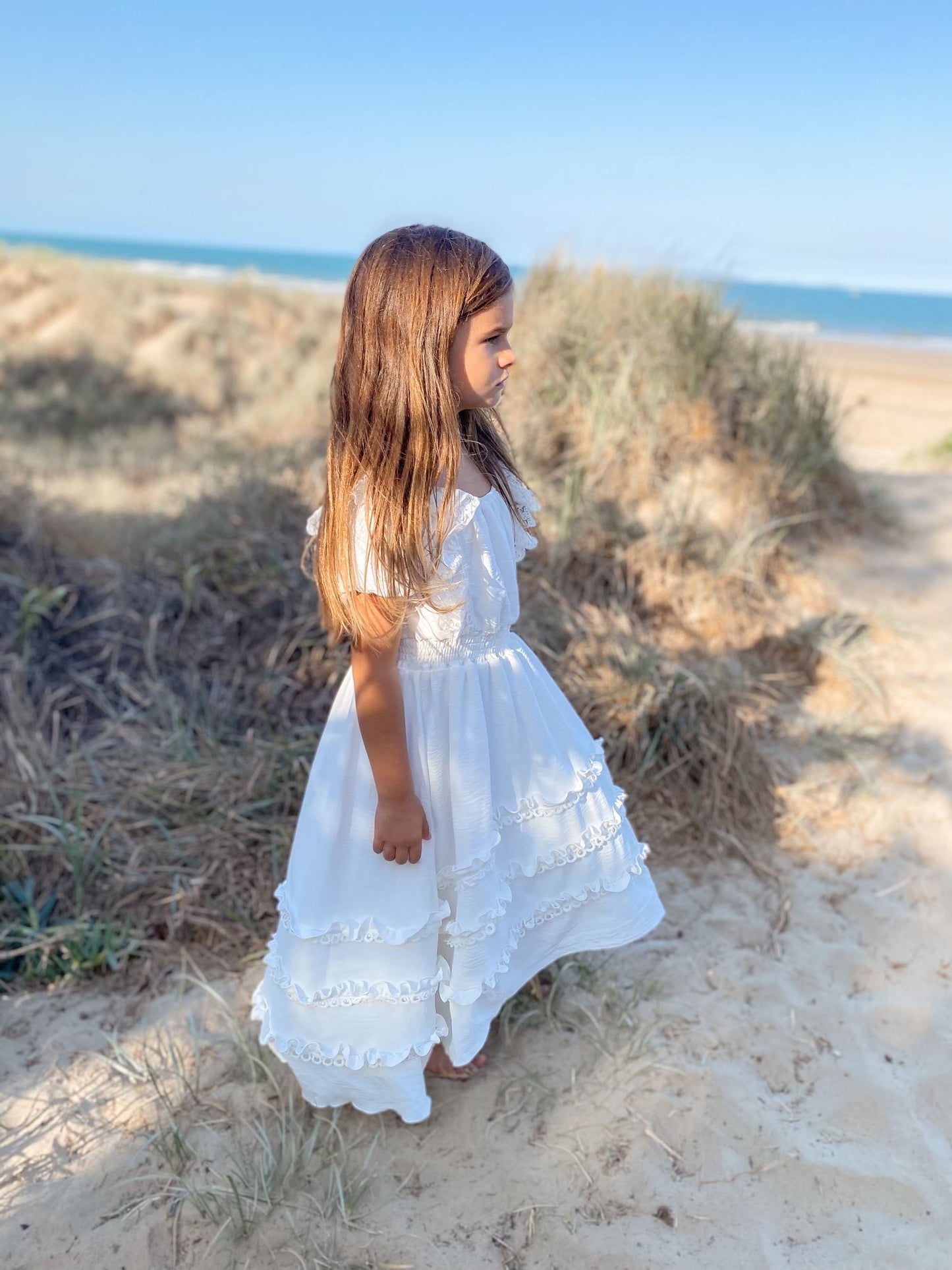 Girls White Boho Maxi Dress