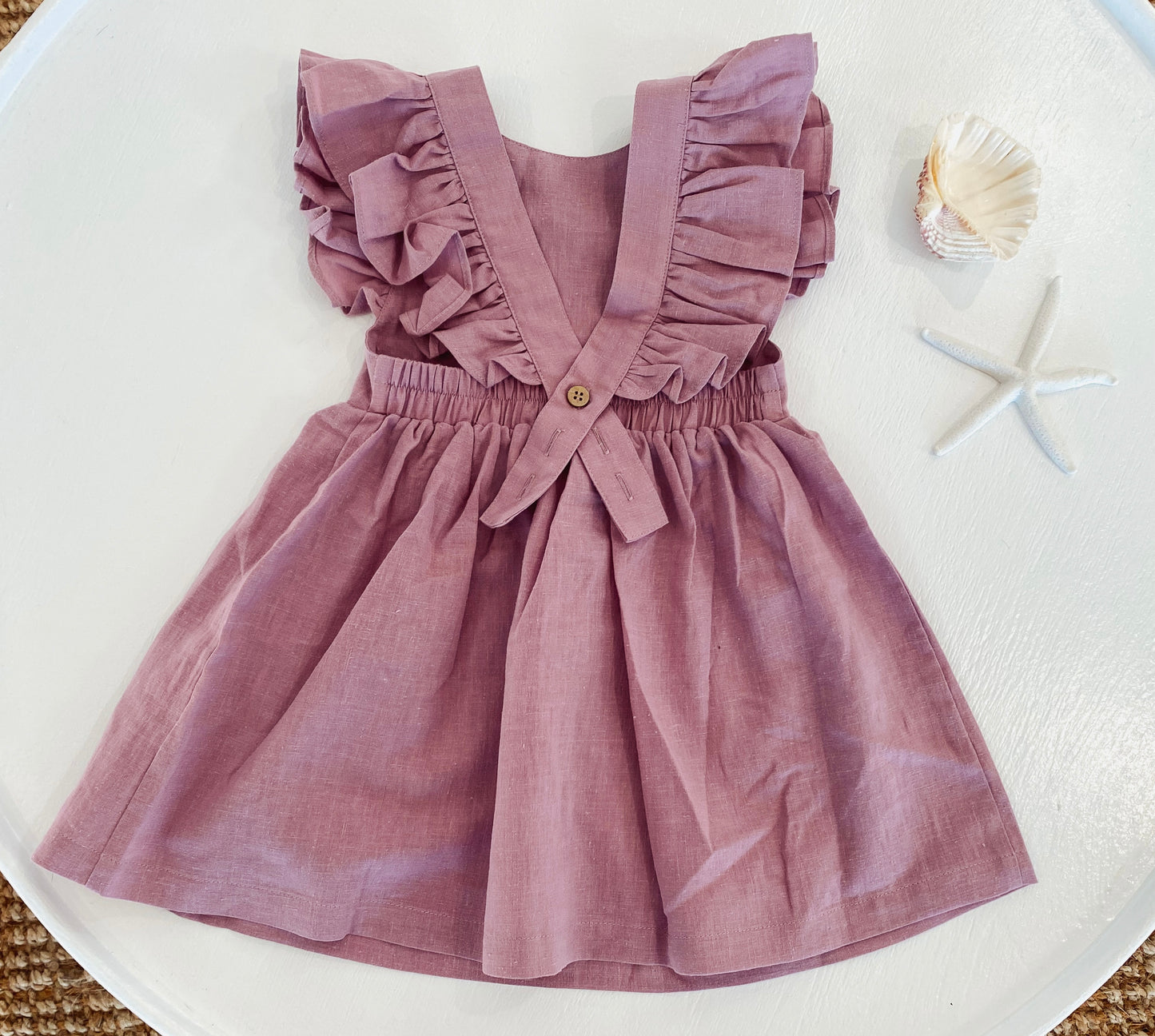 Girls Lilac Cotton Linen Petal Dress