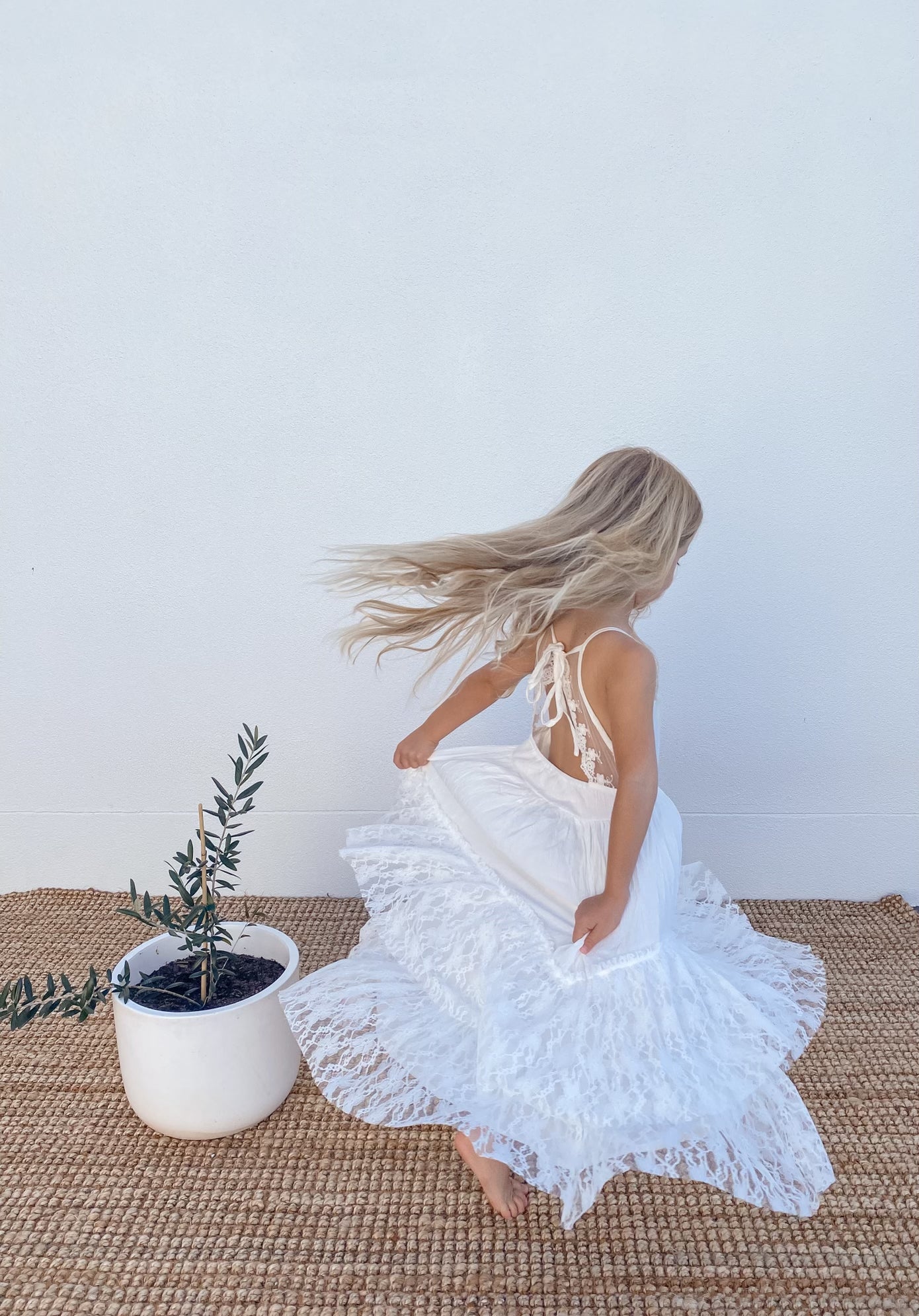 White Bohemian Long Lace Dress