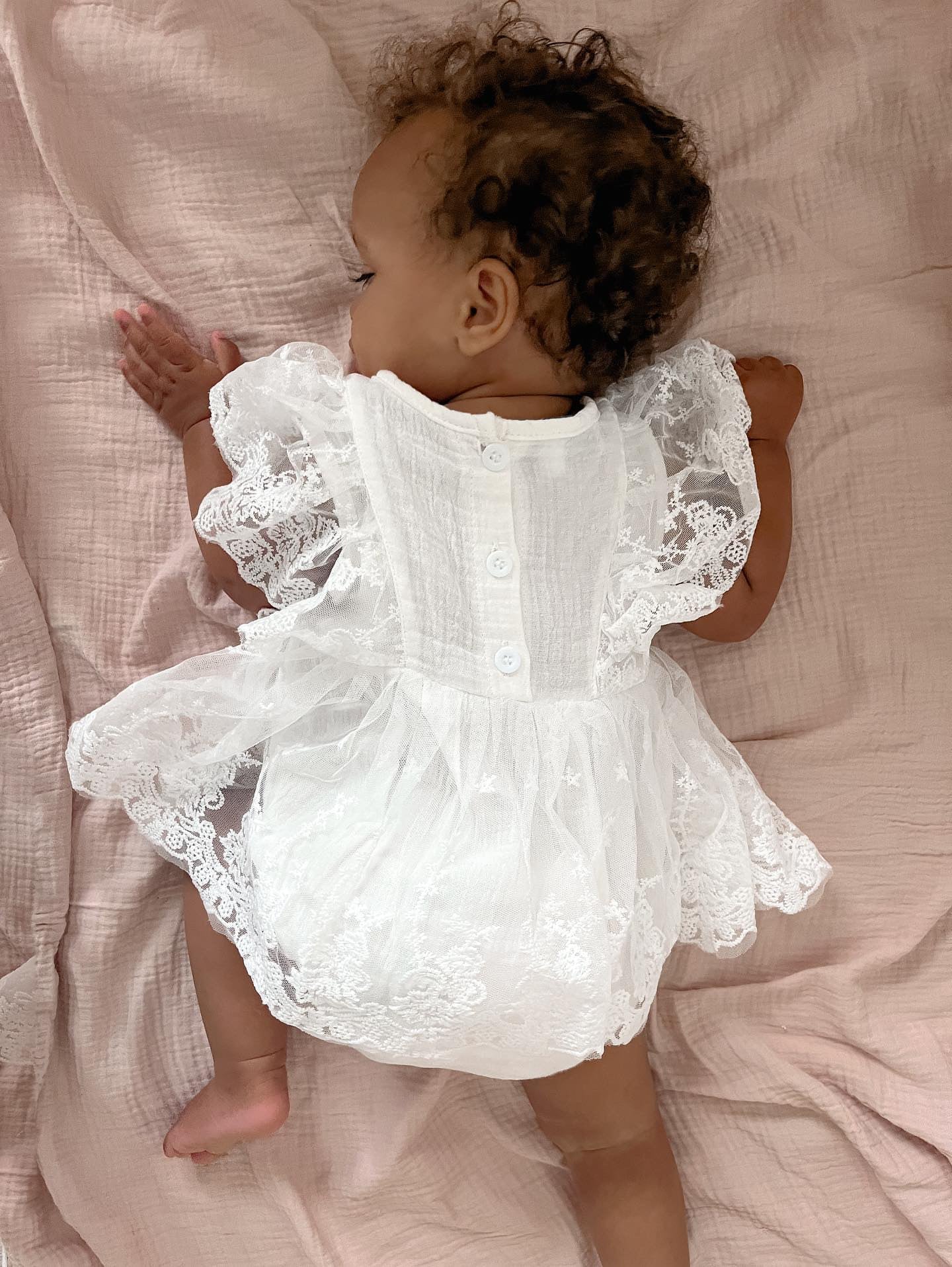 Baby Girl Cotton Lace Ruffle Dress Romper