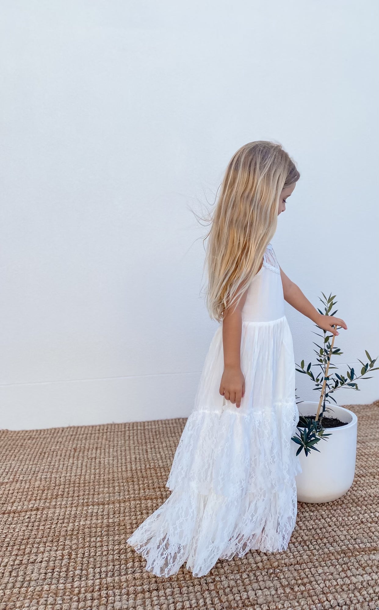 White Bohemian Long Lace Dress