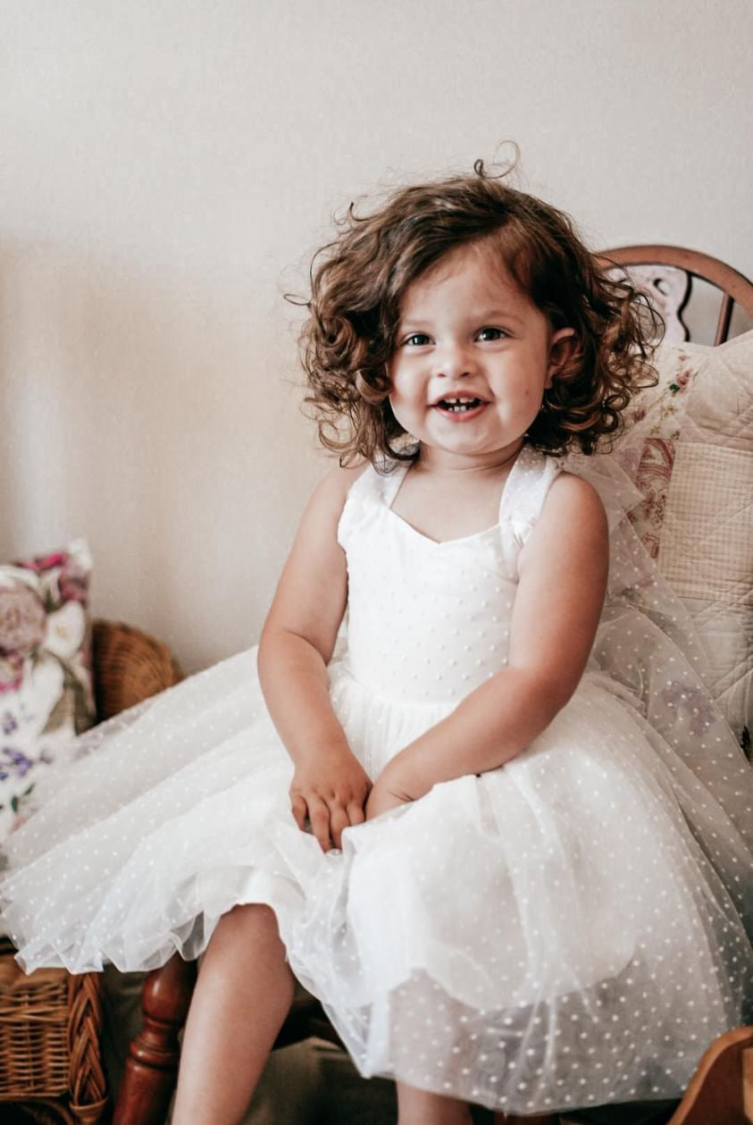 White Tulle Polka Dot Party Dress