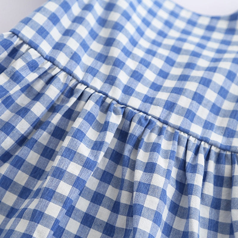 Gingham Blue Cotton Summer Dress