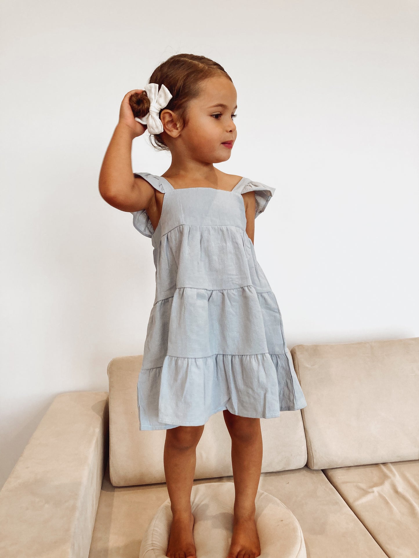 Baby Blue/Grey Girls Sundress