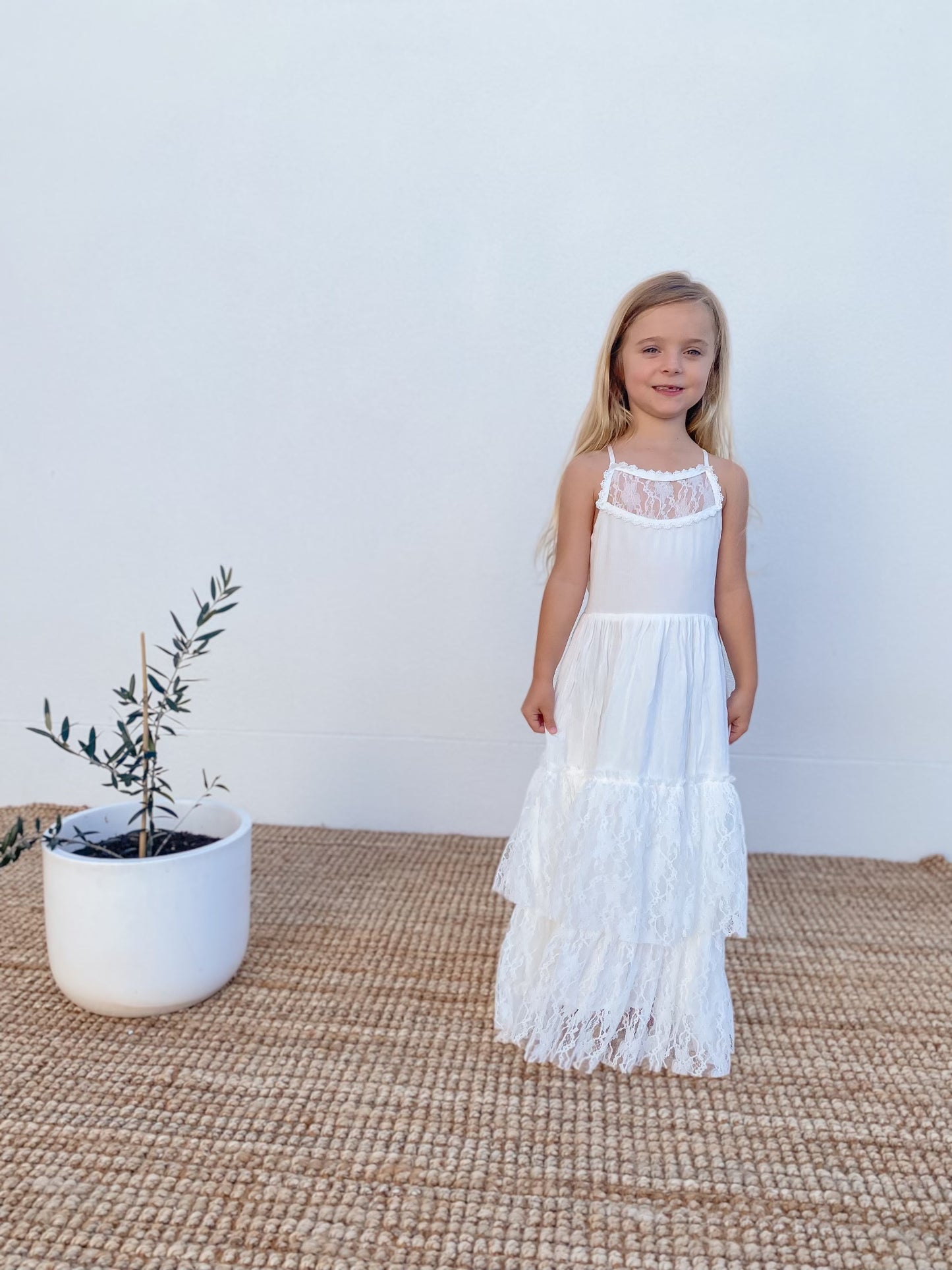 White Bohemian Long Lace Dress