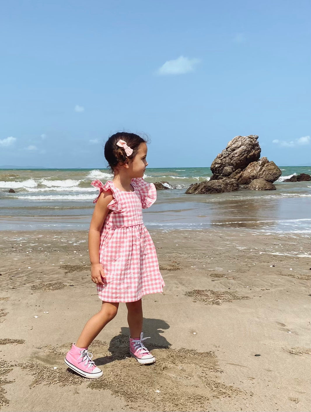 Pink Gingham Cotton Summer Dress