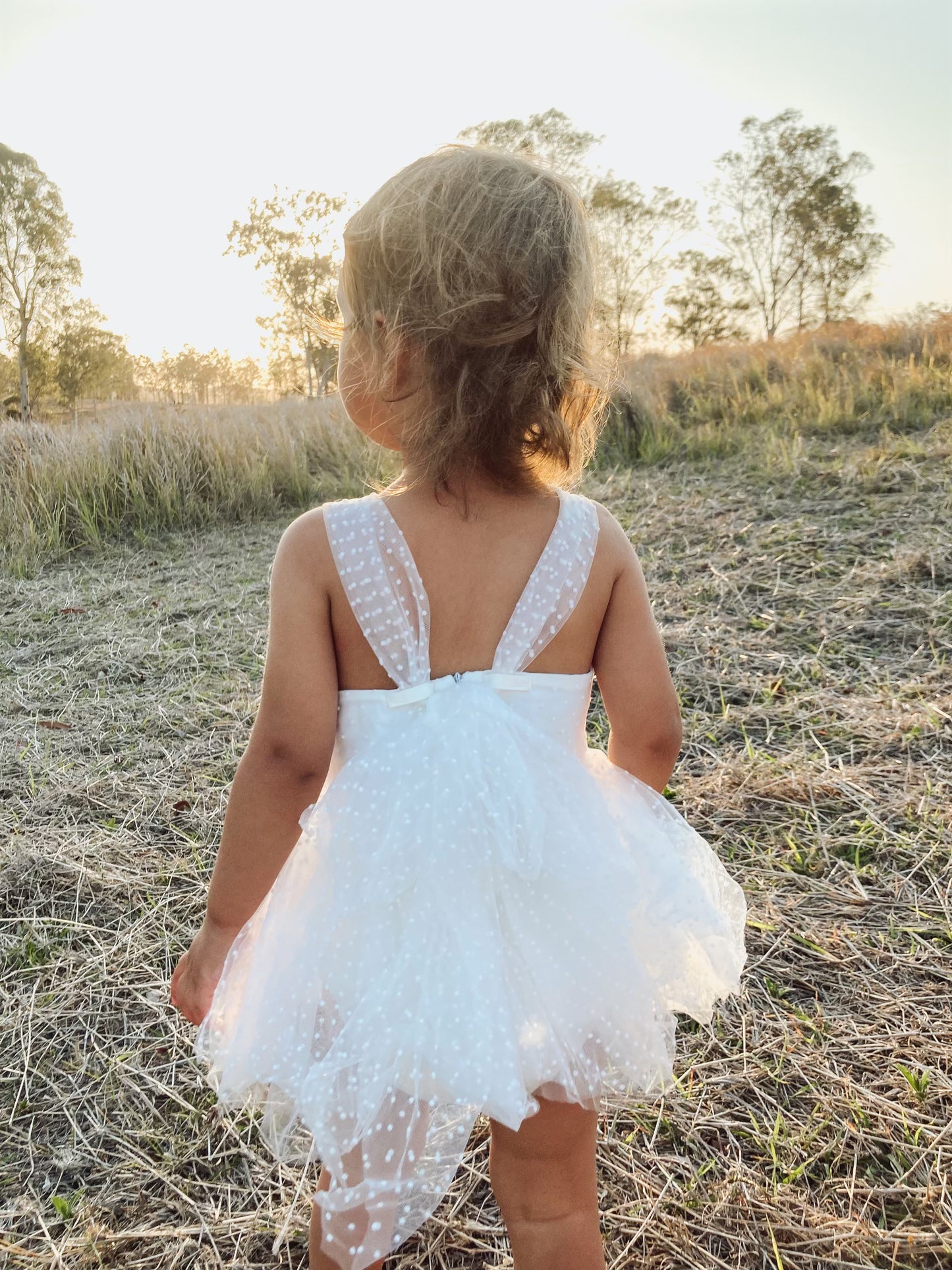 White Polka Dot Tulle Romper