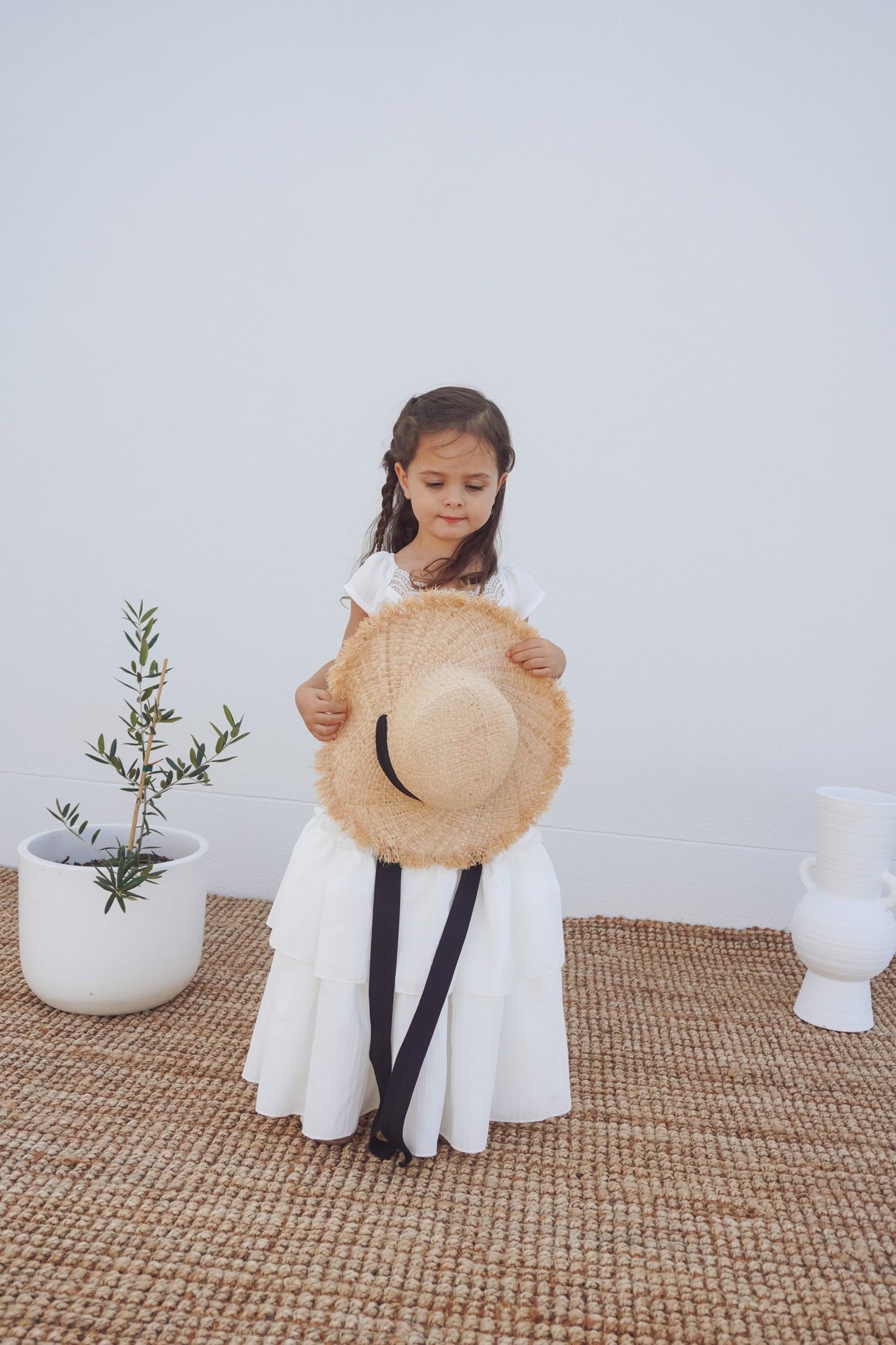 Children’s Raffia wide brimmed straw hat