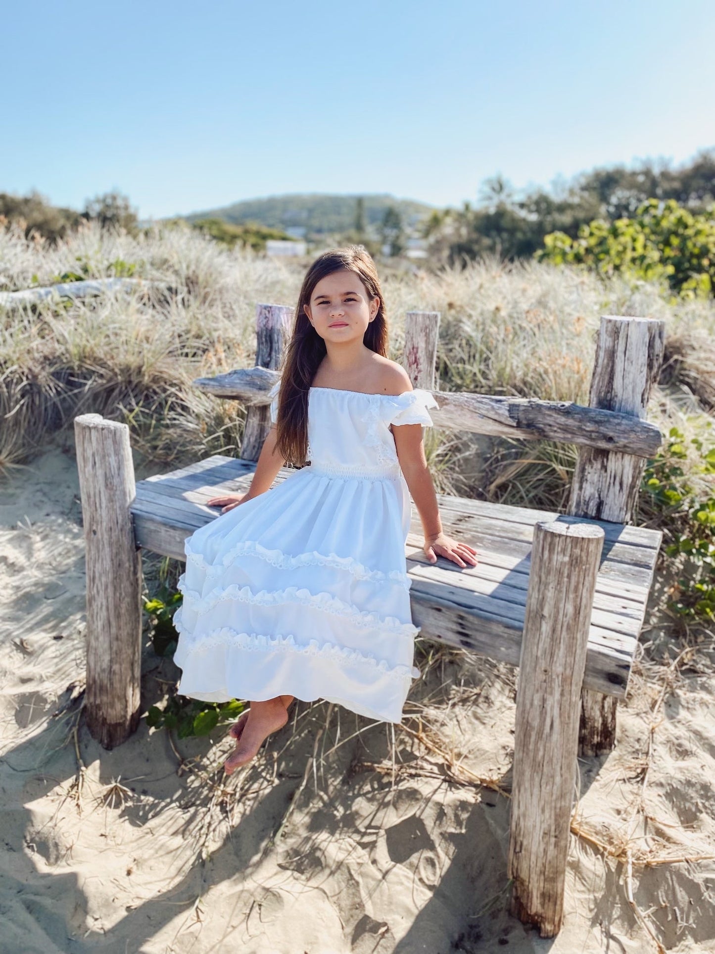 Girls White Boho Maxi Dress