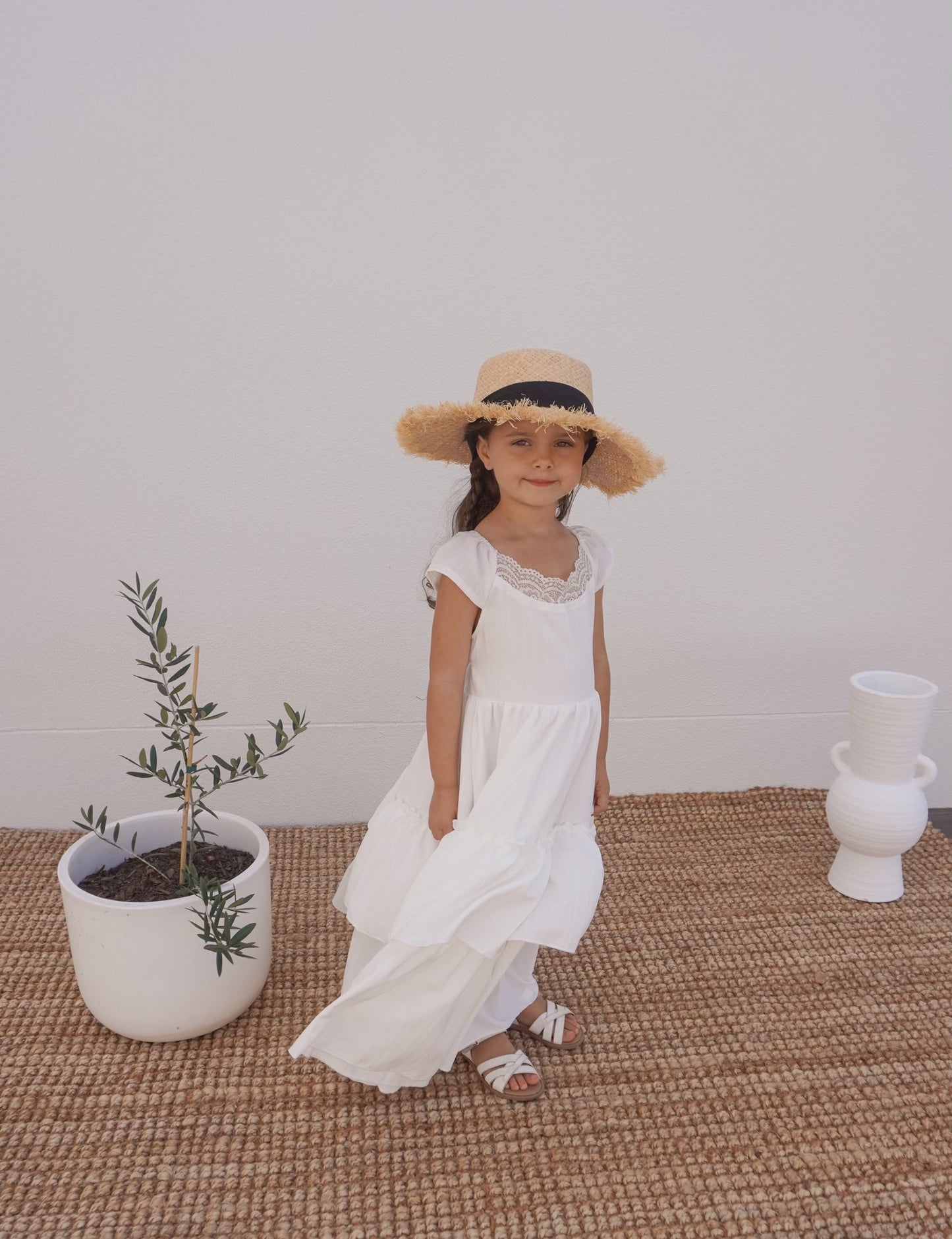 Children’s Raffia wide brimmed straw hat