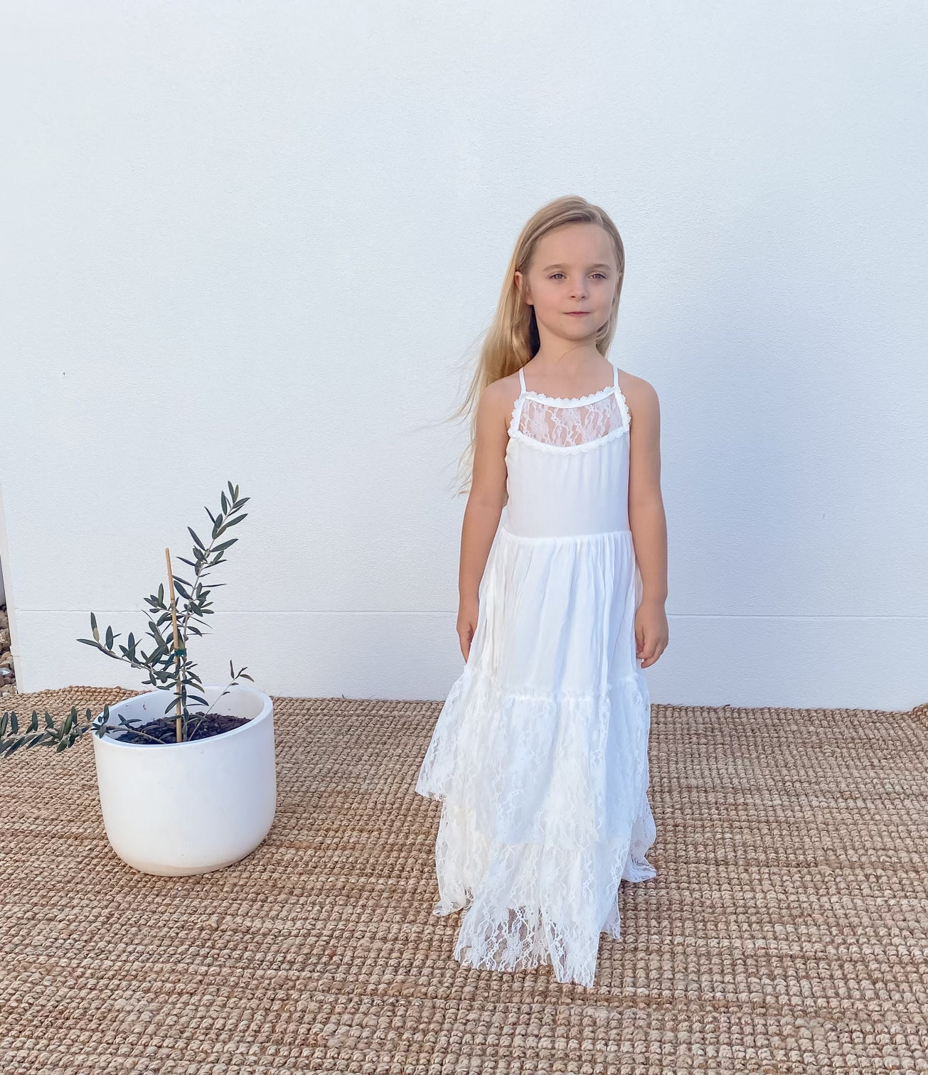 White Bohemian Long Lace Dress