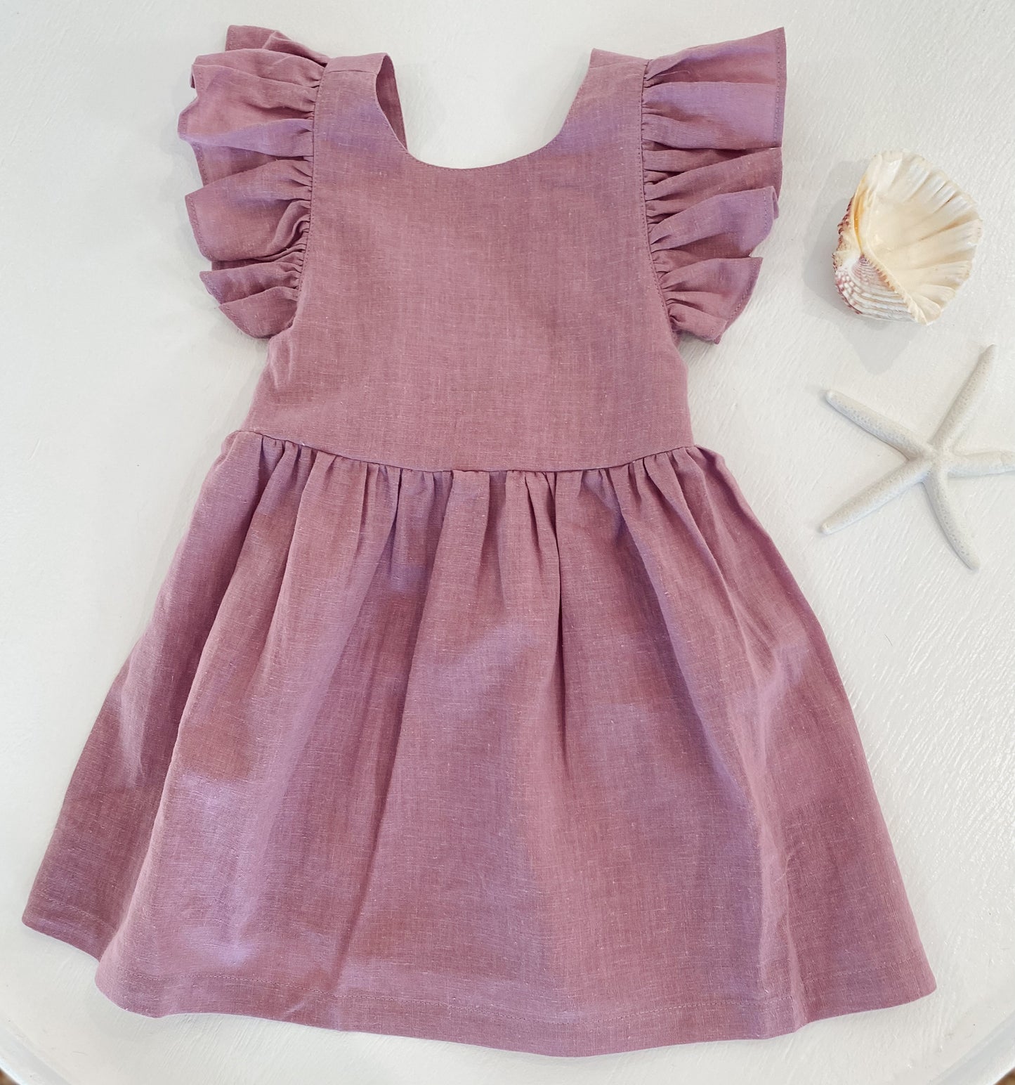 Girls Lilac Cotton Linen Petal Dress