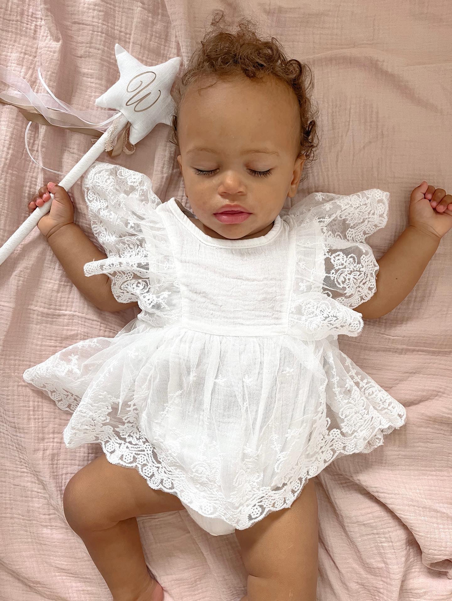 Baby Girl Cotton Lace Ruffle Dress Romper