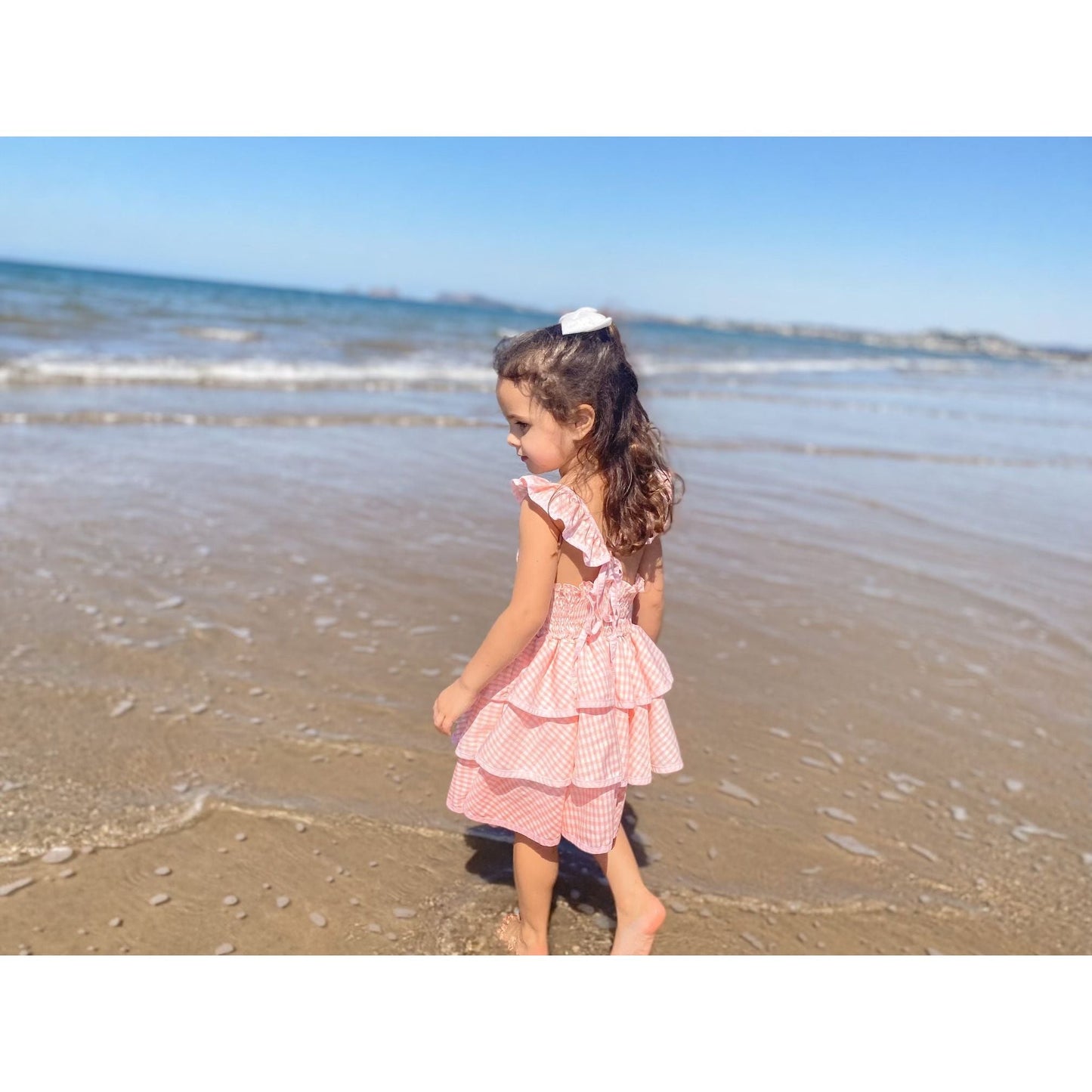 Pink Gingham Cotton Tie Up Dress