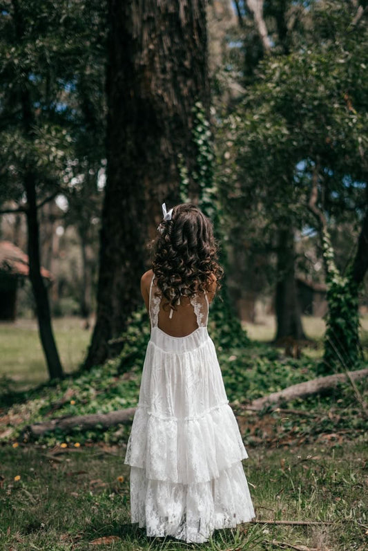 White Bohemian Long Lace Dress