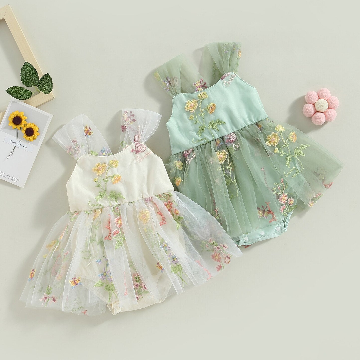 Green Baby Girl Princess Fairy Tulle Romper Dress